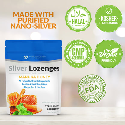 Silver Lozenges with Organic Manuka Honey and Vitamin C