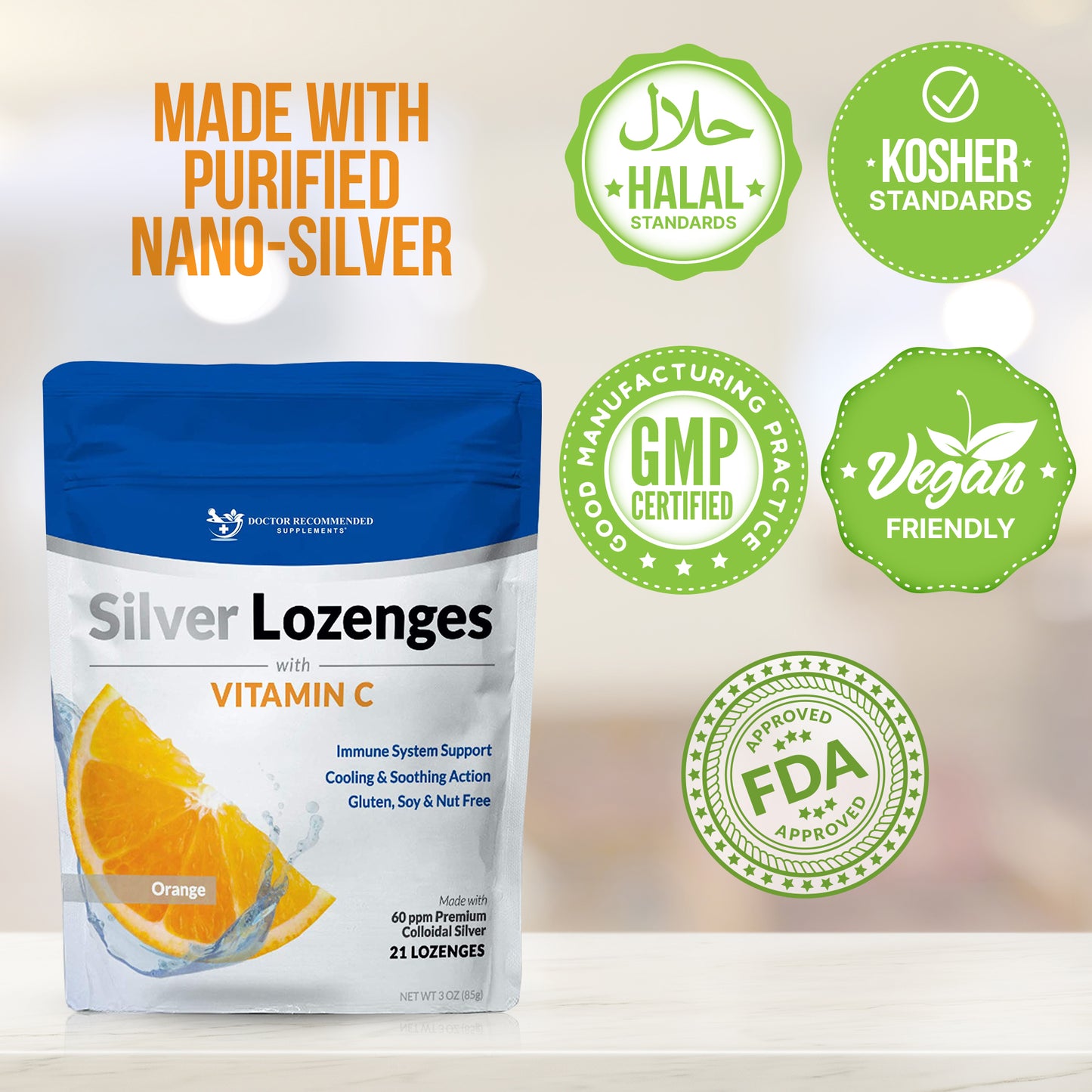 Silver Lozenges with Vitamin C